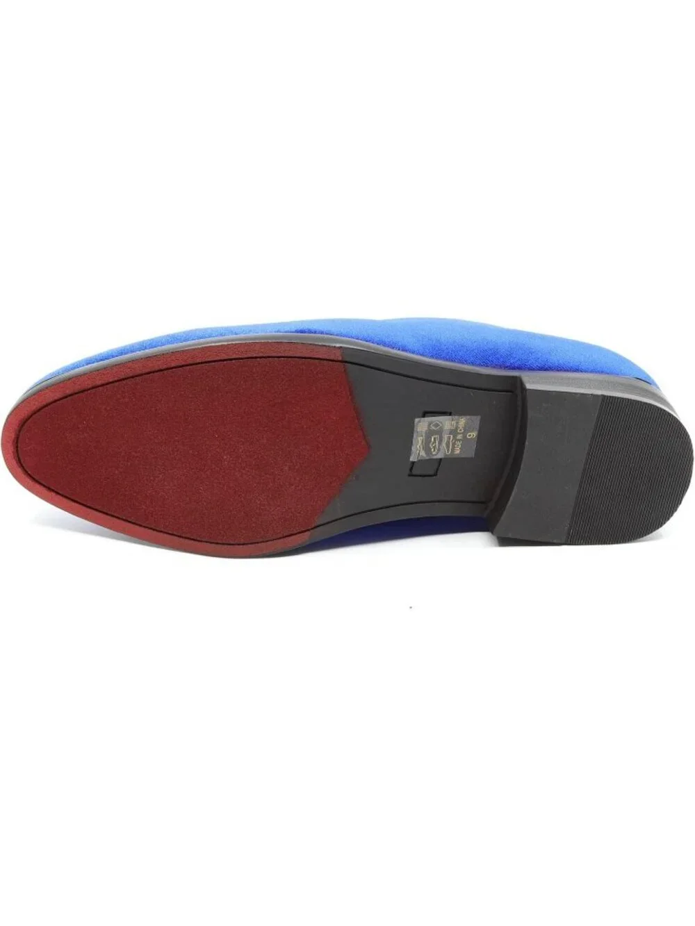 Metrocharm Men's Blue Vintage Velvet Loafers Gold Chain Buckle Slip On Shoes